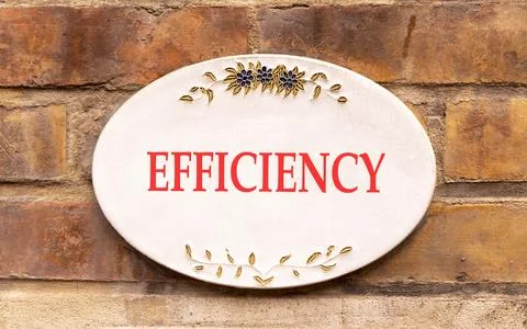 Efficiency symbol. Concept word Efficiency on beautiful white marble sign p.. Stock Photos