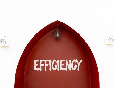 Efficiency symbol. Concept word Efficiency on beautiful red wall. Beautiful.. Foto stock