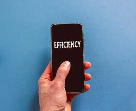 Efficiency symbol. Concept word Efficiency on beautiful cell phone's screen.. Stock Photos