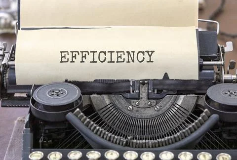 Efficiency symbol. Concept word Efficiency typed on beautiful old retro typ.. Foto stock