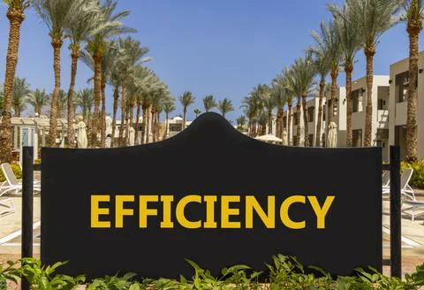 Efficiency symbol. Concept word Efficiency on beautiful big black road sign.. Stock Photos