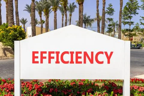 Efficiency symbol. Concept word Efficiency on beautiful big white road sign.. Stock Photos