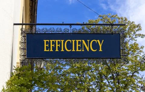 Efficiency symbol. Concept word Efficiency on beautiful black road sign. Be.. Stock Photos