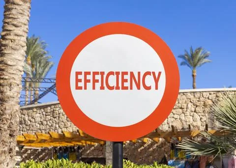 Efficiency symbol. Concept word Efficiency on beautiful red and white road .. Stock Photos