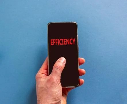 Efficiency symbol. Concept word Efficiency on beautiful cell phone's screen.. Foto stock