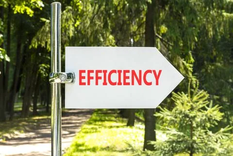 Efficiency symbol. Concept word Efficiency on beautiful big white road sign.. Stock Photos