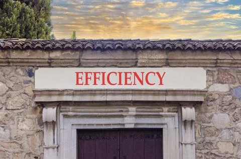 Efficiency symbol. Concept word Efficiency on beautiful white marble sign p.. Foto stock