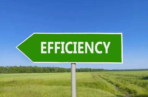 Efficiency symbol. Concept word Efficiency on beautiful green road sign. Be.. Stock Photos