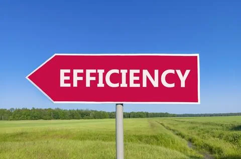 Efficiency symbol. Concept word Efficiency on beautiful red road sign. Beau.. Foto stock