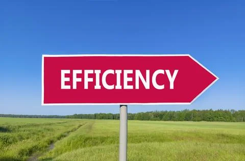 Efficiency symbol. Concept word Efficiency on beautiful red road sign. Beau.. Foto stock