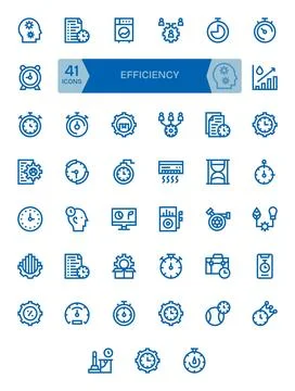 Efficiency Ultimate Vector Package with 41 High Resolution Bold Line Pixel .. Stock Illustration
