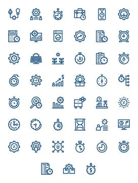 Efficiency Vector Icon Library with 45 Bold Line 64x64 Display Perfect Design 스톡 일러스트