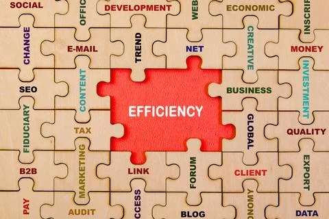 Efficiency word puzzle, business concept image with word EFFICIENCY Stock Photos