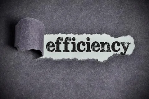 Efficiency word under torn black sugar paper Stock Photos