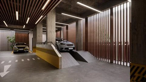 Efficient Car Park Interior Design Ideas for a Functional and Organized Par.. Stock-Illustration