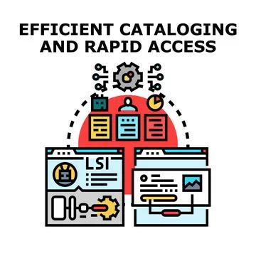 Efficient cataloging and rapid access concept icon Stock Illustration