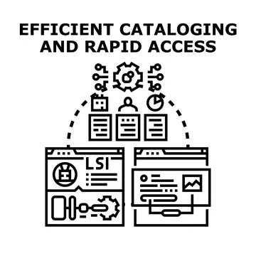 Efficient cataloging and rapid access concept icon Illustrazione stock