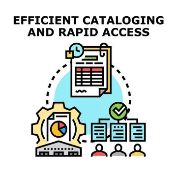 Efficient cataloging and rapid data access system Stock Illustration