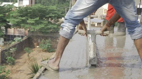 Efficient Cement Laying in Progress Stock Footage 327541749