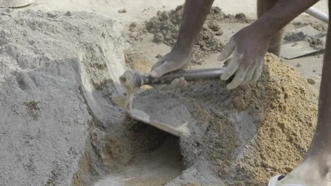 Efficient Cement Mixing in Action  Expert Craftsmanship Stock Footage 327536230