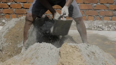 Efficient Cement Mixing in Construction - Expert Technique Stock Footage 314467298