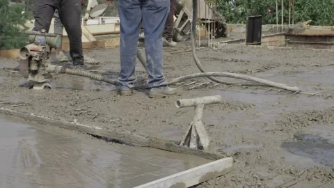 Efficient Cement Mixing  Expert Work in Progress Stock Footage 327542443