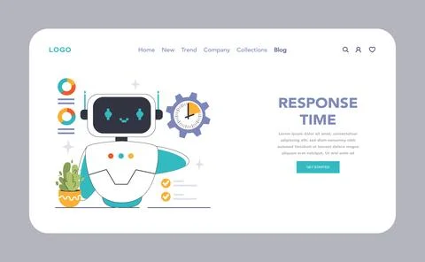 Efficient Chatbot web or landing. A robotic assistant optimal response Illustrazione stock