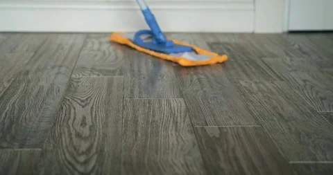 Efficient Cleaning Mopping the Floor Stock Footage 250026543