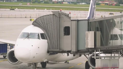 Efficient commercial airplane boarding is essential for timely connections of Stock-Footage 280244842