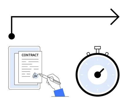 Efficient Contract Signing Process with Timely Execution and Progress Trackin Stock Illustration