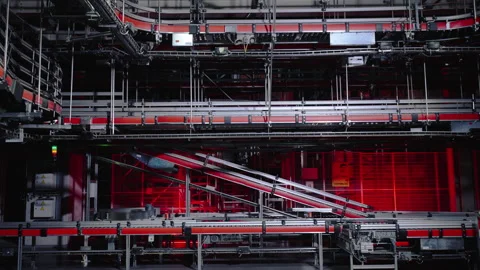 Efficient conveyor logistics systems in timelapse Stock Footage 261506338