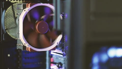 Efficient cooling of the processor and motherboard in the system unit Stock Footage 115782046