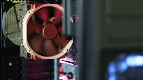 Efficient cooling of the processor and motherboard in the system unit Stock Footage 117188144