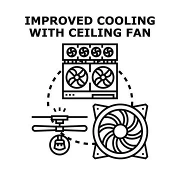 Efficient cooling system with computer hardware fans 스톡 일러스트