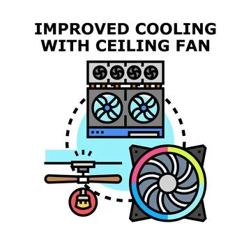 Efficient cooling system with computer hardware fans Stock Illustration