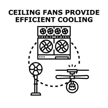 Efficient cooling systems providing comfortable air circulation Stock Illustration