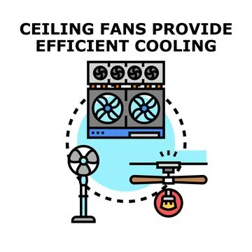 Efficient cooling systems providing comfortable air circulation Stock Illustration