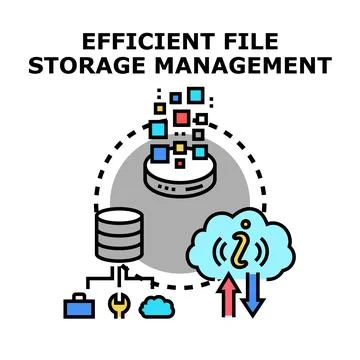 Efficient data storage management and cloud computing process Stock Illustration