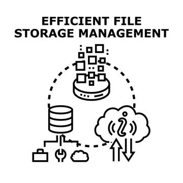 Efficient data storage management and cloud computing process Illustrazione stock