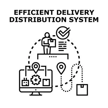 Efficient delivery distribution system planning logistics 스톡 일러스트