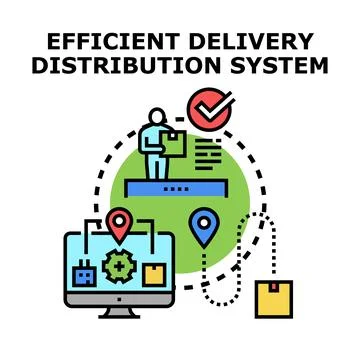 Efficient delivery distribution system planning logistics Stock Illustration