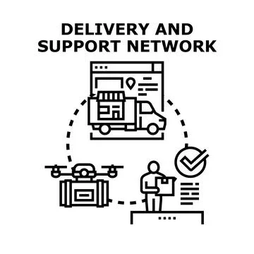 Efficient delivery logistic network providing online customer support Stock Illustration