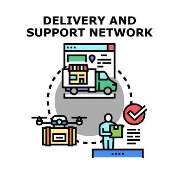 Efficient delivery logistic network providing online customer support Stock Illustration