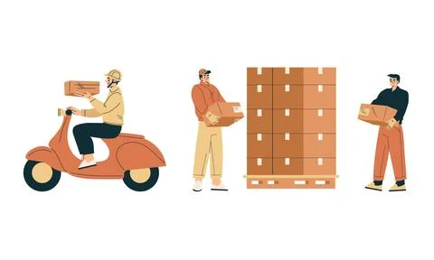 The Efficient Delivery Process in Modern Logistics is crucial for the success of Stock Illustration