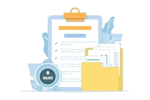Efficient document management with checklist and folder 스톡 일러스트
