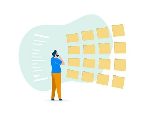 Efficient Document Management System for business. Organize and search files Stock Illustration