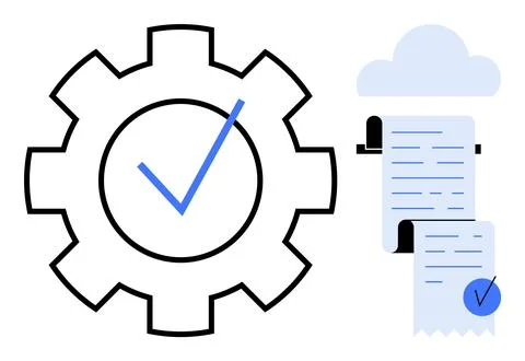 Efficient Document Processing with Cloud-Based Automation Checkmark Illustrazione stock