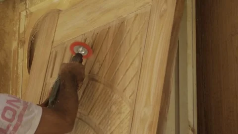 Efficient Door Maintenance - Drill in Hand, Precision in Action Stock Footage 314472214