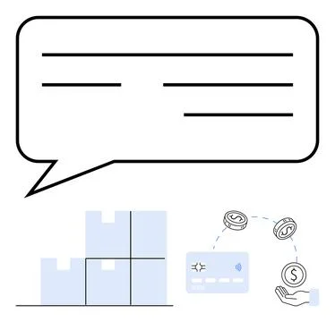 Efficient E-commerce Logistics Payment Processing and Delivery Coordination Stock Illustration