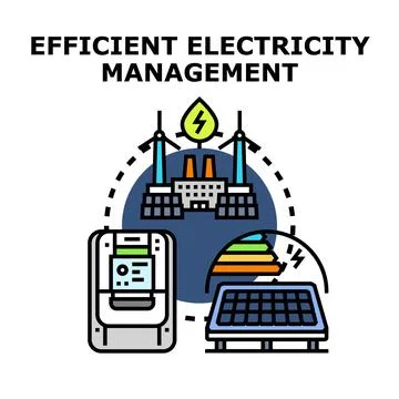 Efficient electricity management with renewable energy concept Stock Illustration